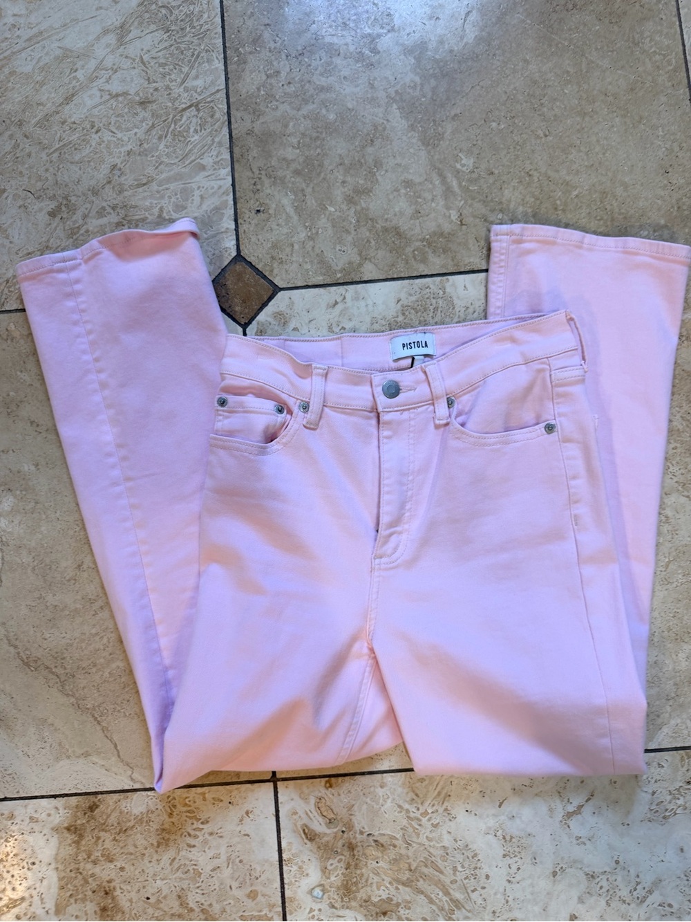 pistola Pastel Pink High-Rise Straight Leg Jeans